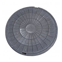 Люк канализ. полимерный 15 кН круглый черный (758х60 мм)