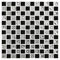 Мозаика шахматка черная,платина 23*23